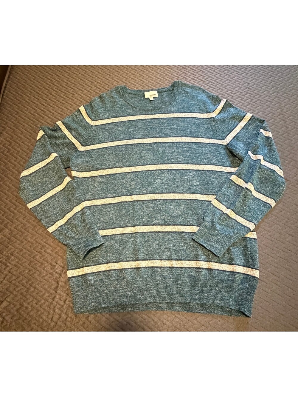 SWEATER Sonoma Blue and Cream Striped Cotton Blend Sweater Size Large